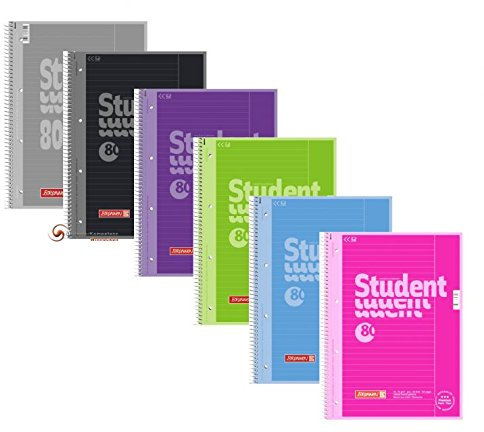 5x Brunnen Colour Code Collegeblock Student Spiralblock A4 Lineatur 25 liniert 90g Farbe pink