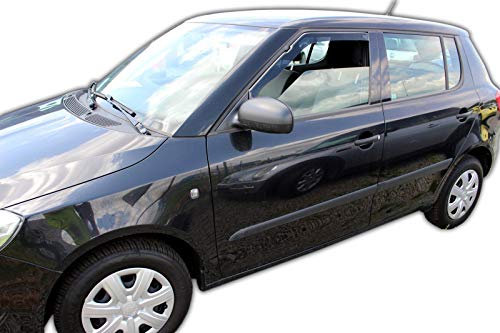 J&J AUTOMOTIVE | Windabweiser Passend Für Fabia 2, Fließheck 2007-2014, Heko Regenabweiser, Getönt, Set 2-Teilig, Vorne, Aerodynamisch
