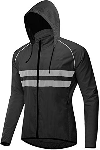 Fahrradjacke Herren,Winddichte wasserdichte MTB Mountainbike Jacket,atmungsaktiv Reflektierend Fahrrad Klamotten,für Radfahren Laufen Wandern Bergsteigen(Size:XXL,Color:Schwarz)