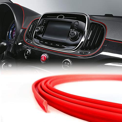 4R Quattroerre.it 19950 Trim Stripes Profilo ad Incastro per Interni Auto, Rosso, 3 mm x 3 mt