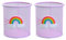 Pen Holder Metal Mesh Pencil Holder Round Desk Tidy Pen Pot with Rainbow Pattern for Desk Office Pen Organizer Pink 2 Pack