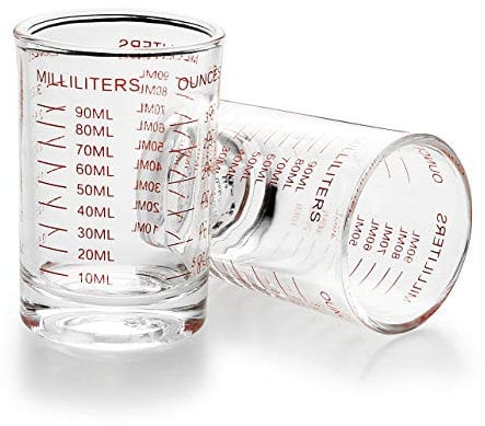 NCnnwovf 2 PACK Measuring Cup Shot Glass 3 Ounce/90ML Liquid Heavy Glass Red Scale