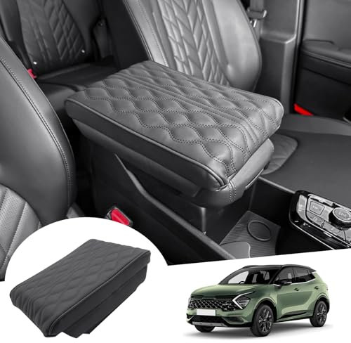 GAFAT Compatible avec Kia Sportage NQ5 2022 2023 2024 (Automatique) Housse d'Accoudoir Centrale, Sportage 2023 Console Centrale Coussinets en Cuir, Accessoires Sportage 2023 (Noir)