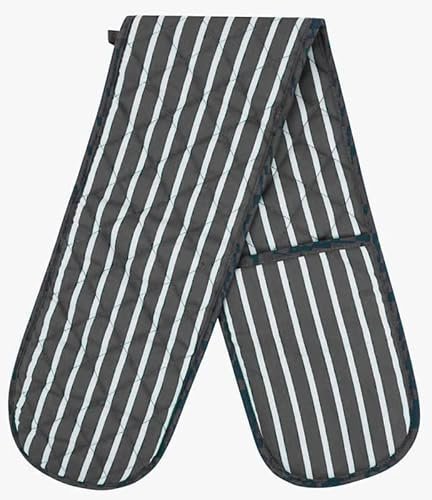 Butcher Stripe Quilted Double Oven Gloves Kitchen Restaurant Home Mitts Heat Resistant Pot Holder Pan Holder Tray Holder for Cooking BBQ Grill 100% Cotton Double Oven Gloves