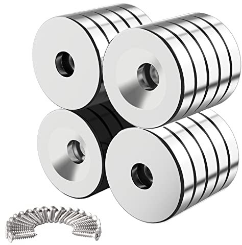 Wukong 20 Stück Neodym Magnete 15x3 mm Extra Stark mit Loch Groß, Magnet mit Schrauben Flach für Magnetplatte, Küche, Kühlschrank und Werkzeugraum
