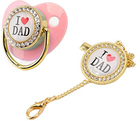 Ciuccio Bling Personalizzato, Ciuccio Succhietto Per Neonato, Ciuccio Succhietto Neonato Con Design A Clip Con Strass Ciuccio In Silicone Baby Shower Anniversario (Rosa)