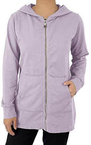 JOPHY & CO. Women's Long Sweatshirt with Hood, Zipper and Pockets (code 9047), lilac, M