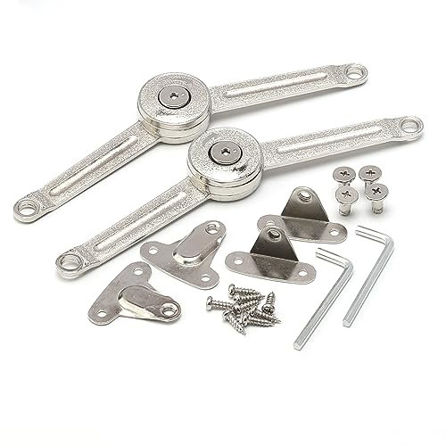 Unxuey Heavy Duty Lid Stay Hinges, 2Pcs Folding Lid Support Hinge, Perfect for Desks Cabinets Closet Wardrobe or Toybox