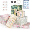 Bigqin Geschenkpapier Geburtstag, 6 Blätter 50 x 70 cm Geschenkpapier Blumen Pflanzen Muster Grün Rosa Geschenkverpackung Set mit Band Aufkleber Doppelseitigem Klebeband