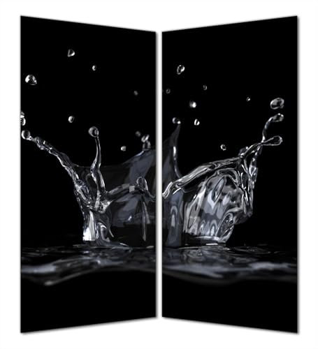Wallario Selbstklebende Duschrückwand 160 x 200 cm, 2-teilig mit Motiv Aufspritzendes Wasser - Wandverkleidung Fließenersatz mit Hochglanzlaminat in Glasoptik