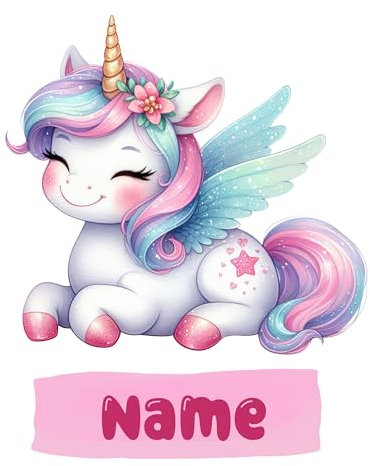 GRAZDesign Wandtattoo Einhorn personalisiert mit Namen Kinderzimmer Mädchen - Wanddeko selbstklebend - 37x30cm