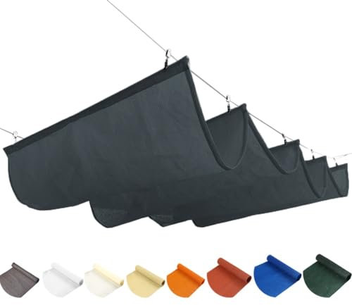 Retractable Wave Sun Shade Sail, Outdoor Pergola Sun Room Canopy Replacement Shade Sail Cover With Mounting Kit For UV Resistant Sun Protection