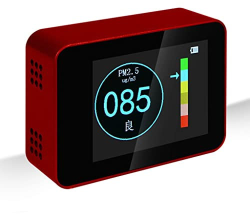 Air Quality Monitor Detector PM2.5 PM10 PM1.0 Detectors Gas Detector Analyzer Portable Tester for Home Car Office (Color : Red)