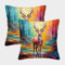 ENYISIYULO Deko Kissenbezug Elch 2er-Set Modern Dekokissen Kissenbezüge Hirsch Wohnzimmer Zierkissen Für Couch Stuhl Bett Garten Balkon 50x50cm