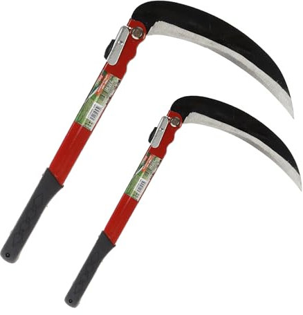 2 PEZZI – A2ZWORLD Falce Pieghevole 39cm, Giardinaggio Multiuso, Falce da Erba per Diserbo, Falce di Sicurezza Portatile per Escursionismo di Emergenza, Attrezzi Falce, Lama 21cm