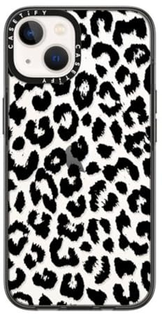 CASETiFY Compact Schutzhülle für iPhone 14 [2 x Falltest in Militärqualität/1,2 m Fallschutz] - Black Transparent Leopard Print - Schwarz