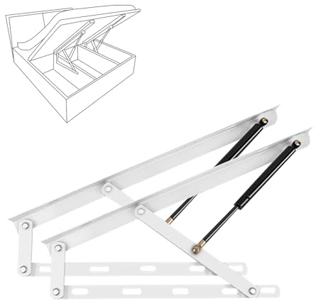 Paquete De 2 Mecanismos De Cama Hidráulicos De Alta Resistencia, Mecanismo De Elevación De Cama Hidráulico De Alta Resistencia Neumático, Soporte Estable, Resistente Y Duradero, Kit Bisagra Canape(Whi