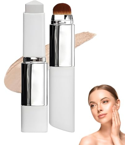 Reccisokz Stick fond de teint 2-en-1 ajustable à la couleur avec pinceau | Maquillage léger et hydratant | Couverture moyenne à totale | Pour un teint naturel (Naturel)