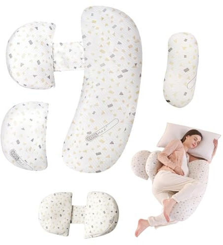 RNPKZ Schwangerschaftskissen Einstellbar, Schwangerschaftskissen zum Schlafen, Memory Foam Schwangerschaftskissens für Bauch, Rücken, Verstellbares und Tragbares Körperkissen für Seitenschläfer (Weiß)