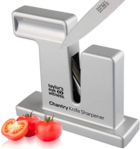 Taylor’s Eye Witness Chantry Knife Sharpener - Silver Manual Kitchen Knife Sharpener. Sharpens Plain or Serrated Knife Blades. Requires No Batteries or Mains Electric. 50year Guarantee