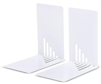 MAUL Serre Livre en métal (2 pièces) 14x8,5x14cm | Presse Livre pour l'etagere, Le Bureau et la Maison | Cale Livre élégant en métal Robuste, protège Les Meubles | Blanc