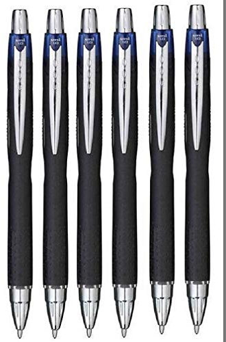 Uni Ball Blue Jetstream, einziehbarer breiter Tintenroller, 1 mm Spitze und 0,45 mm Strichbreite, wasserfest, lichtbeständig, schnell trocknende Pigmenttinte für schnelles Schreiben, SXN-210, 6er-Pac