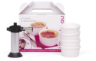BIRAMBEAU - Coffret à crèmes brûlées : 4 ramequins et 1 chalumeau de cuisine