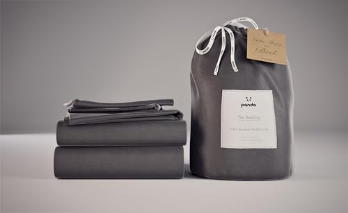 Panda® 100% Bamboo UK Super King Complete Bedding Set, Urban Grey | Duvet Cover, Fitted Sheet, Pillow Case, Soft, Breathable, Hypoallergenic, Luxury High Thread Count, Moisture-Wicking