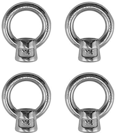 4 Pieces Stainless Steel 316 Lifting Eye Nut M6 Marine Grade 6mm