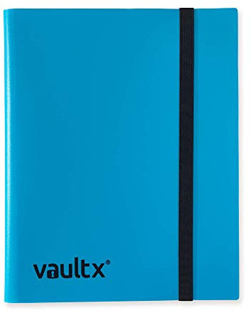 Vault X 9-Taschen-Trading-Kartenordner mit Gurt, 360 Karten, Standardgröße, 20 seitlich ladbare Seiten, Sammelordner für Sammelkartenspiele, Sportkarten, TCG (Blau)