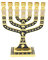 Jerusalem Große Emaille-Menora in Sterlingsilber mit dunkler Marineblau und Gold von 12 Stämmen Israels