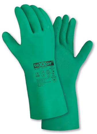 texxor 12 Stück Chemikalienschutz-Handschuhe 2360, Nitril, Packung, grün, 11/XXL, Chemikalienschutzhandschuhe, Nitrilhandschuhe