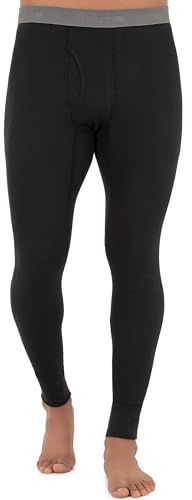 Fruit of The Loom Men's Recycled Waffle Thermal Underwear Bottom, Black, Large