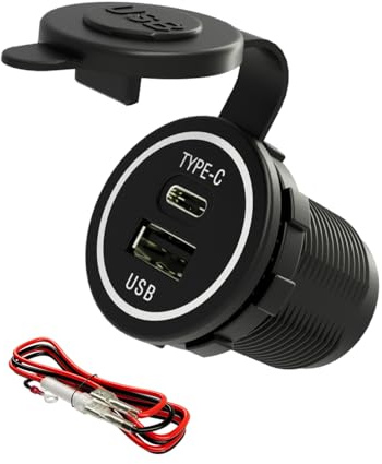DAMAVO weißNylon USB c Steckdose 12v/24v Wohnmobil Einbauinstallation (black-1pcs)