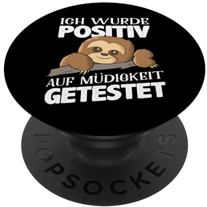 PopSockets Ich Wurde Positiv Auf Müdigkeit Getestet Lustiges Faultier PopSockets mit austauschbarem PopGrip
