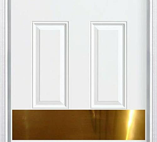 Deck the Door Decor | Door Kick Plate - Anodized Aluminum – Screw Mount – Satin Black, Satin Nickel, Shiny Brass & Oil Rubbed Bronze Finish – Many Sizes (8x34, Shiny Brass)