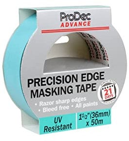 ProDec Advance 36 mm x 50 m, UV-resistent, Präzisionskanten-Maler-Abdeckband für mehrere Oberflächen für messerscharfe Linien ohne Auslaufen zum Malen und Dekorieren im Innen- und Außenbereich