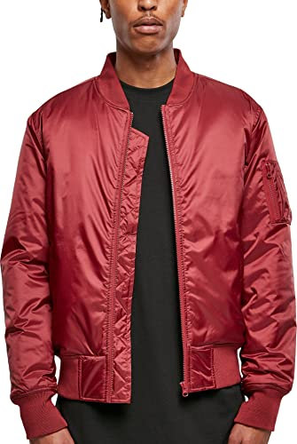 Build Your Brand Herren Jacke Bomber Jacket, Bomberjacke für Männer, leichte Sommerjacke, Burgundy, M