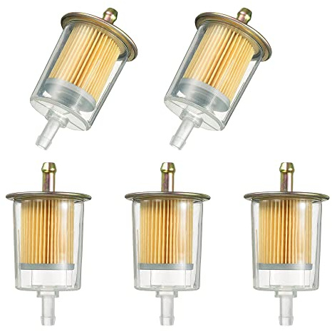 3/8 Universal Fuel Filters Industrial Tractors Cars Trucks Motorcycles Gas Powered Engine Inline Gas Fuel Line 5 Pack