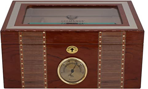 GERMANUS Humidor Truhe mit Sichtfenster Braun MVI