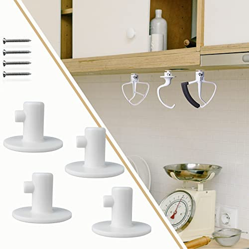 WishLotus 4 Pcs Stand Mixer Holders, Kitchen Storage Organizer with Screw-In or Adhesive Tape Mixer Attachments Organizer for Storaging Mixer Accessories Tools (4)