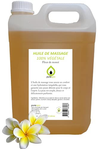 Purespa Huile de Massage végétale parfumée - 100% Massage Naturelle exotique (Monoï, 5 Litres)