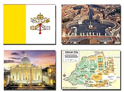 SET OF 4 VATICAN CITY FRIDGE MAGNETS – VATICAN CITY FLAG VATICAN CITY MAP VATICAN CITY ATTRACTIONS