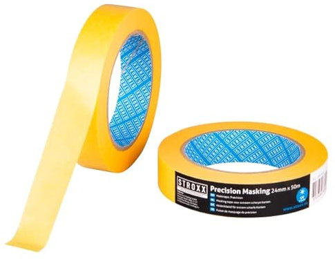 STROXX® 6x Putz- und Maler Abdeckband 24mm x 50m |gold| Klebeband | für Malerarbeiten | Kreppband | Abklebeband | (6)