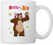 Spreadshirt Mascha Und Der Bär Winken Fröhlich Tasse, One size, Weiß