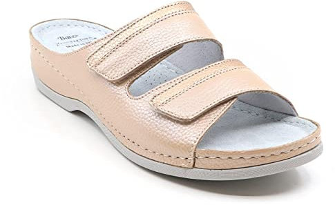 Batz REA Lederschuhe Sandalen Sandalette Clog Pantolette Komfortschuhe Hausschuhe, Damen, Pfirsich, EU 40