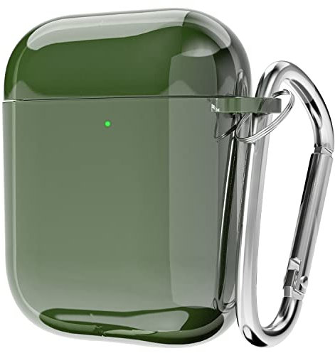 Svanove for Airpods Case Clear Hard Plastic, Transparent Simple Cute Airpods 1st 2nd Generation Case with Keychain, Girly Y2k Aesthetic Trendy Airpods Cover Accessories for Women Girl, Green