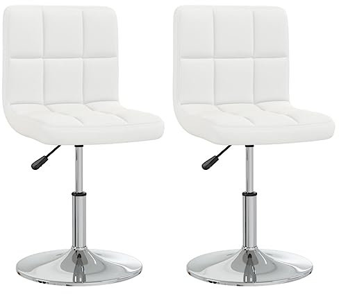 vidaXL 2X Esszimmerstuhl Drehbar Höhenverstellbar Küchenstuhl Polsterstuhl Stuhl Stühle Essstuhl Lehnstuhl Drehstuhl Weiß Kunstleder
