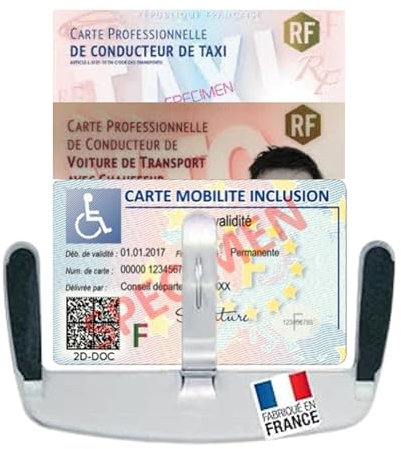 Idée pro mobilité® Support Adhésif Pare-Brise – Carte CMI, Taxi, VTC, Stationnement – Polycarbonate Anti-UV – Fabriqué en France – Format Carte Bancaire