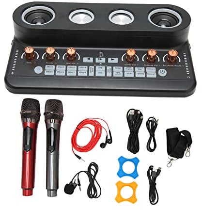 Podcast Ausrüstungspaket, Kondensatormikrofon mit Professionellem Audiomixer, All in One Audiomixer, Perfekt für PC/Telefon/Laptop, Aufnahme, Streaming, Gaming(Schwarz)